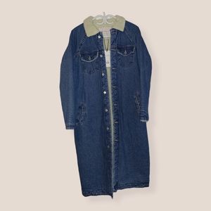 Wool-filled Long Denim Jacket